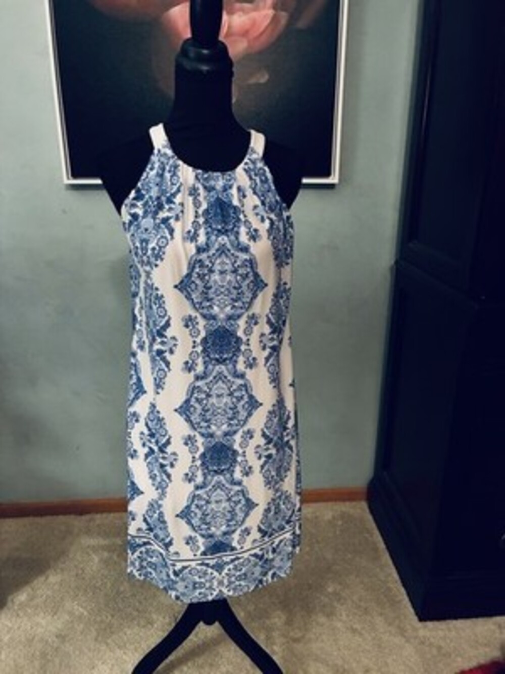 SOMA Bliss Blue White Bra Dress Small S A157